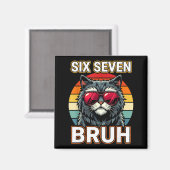 Aimant Cool Retro Six Seven Bruh Cat Sungles Meme 67  (Recto/Verso)