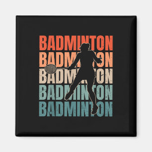 Aimant Cool Retro Texte Silhouette Badminton