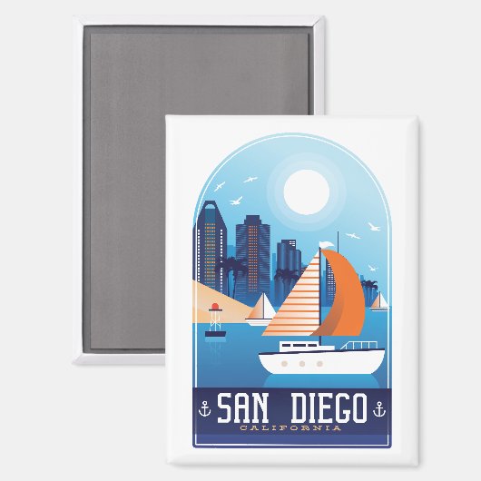 Aimant Cool San Diego California Vintage voyage (Recto/Verso)