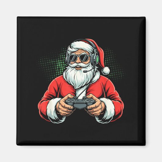 Aimant Cool Santa Playing Video Games Christmas Gamer Boy (Devant)