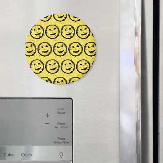Aimant Cool Sardé Joyeux visage souriant motif jaune (In situ (réfrigérateur))