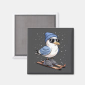 Aimant Cool Seagull On Skis - Nordic Winter Seagulls Aprè (Recto/Verso)