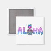 Aimant Cool tropical Aloha Pineapple (Recto/Verso)