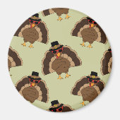 Aimant Cool Turquie Thanksgiving fun brun vert motif (Devant)