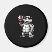 Aimant cool turtle drinking red wine art print_1 (1) (Devant)