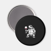 Aimant cool turtle drinking red wine art print_1 (4) (Recto/Verso)