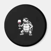Aimant cool turtle drinking red wine art print_1 (4) (Devant)