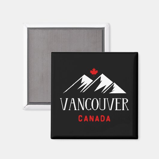 Aimant Cool Vancouver Canada Mountains Maple Leaf Dark (Recto/Verso)