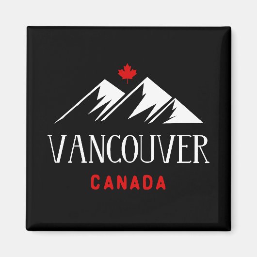 Aimant Cool Vancouver Canada Mountains Maple Leaf Dark (Devant)