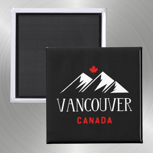 Aimant Cool Vancouver Canada Mountains Maple Leaf Dark