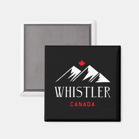 Aimant Cool Whistler Canada Mountains Maple Leaf Dark (Recto/Verso)