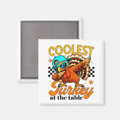 Aimant Coolest Turkey At Table Funny Bird Toddler Boys Th (Recto/Verso)