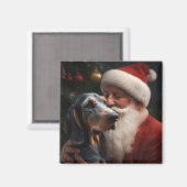 Aimant Coonhound Bluetick avec Noël au Père Noël (Recto/Verso)