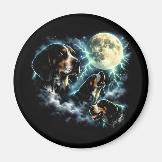 Aimant Coonhound hurle sous la lune Chien rustique (Devant)