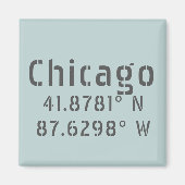 Aimant Coordonnées de latitude et de longitude de Chicago (Devant)
