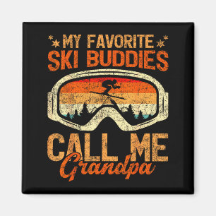 Aimant Copains de ski vintage appellent grand-père jour d
