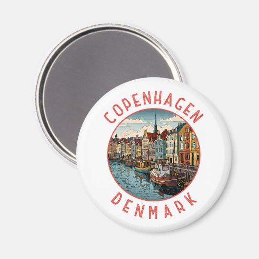 Aimant Copenhagen Danemark Cercle en détresse rétrograde (Recto/Verso)