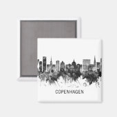 Aimant Copenhague Danemark Skyline BW (Recto/Verso)