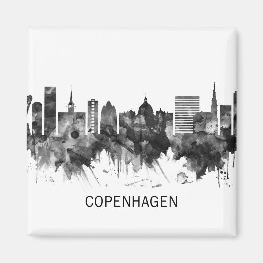 Aimant Copenhague Danemark Skyline BW (Devant)