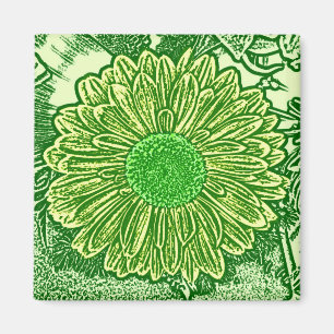 Aimant Copie de bloc de marguerite de Gerbera - vert de