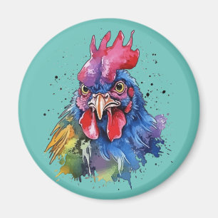 Aimant Coq de campagne Style aquarelle