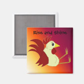 Aimant Coq de dessin animé drôle avec citation (Recto/Verso)
