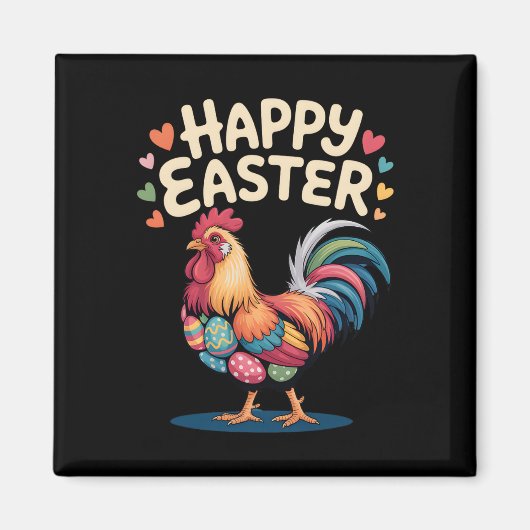 Aimant Coq de Pâques Joyeux Ferme de poulets Elevage de v (Devant)