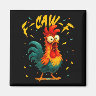 Aimant Coq drôle de poulet de basse-cour F Caw F Chuchote