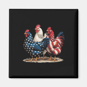 Aimant Coq drôle drapeau américain Jour de l'indépendance