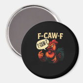 Aimant Coq furieux drôle de style rétro graphique F Caw (Recto/Verso)