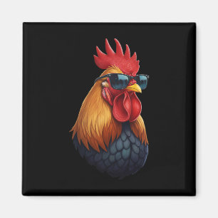 Aimant Coq Patron Du Poulailler Avec Lunettes De Soleil