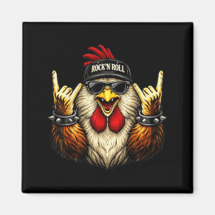 Aimant Coq Rock On Musique Heavy Metal Drôle Hommes Femme