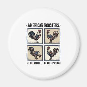 Aimant Coqs Américains Modèle de Chemise Patriotique Vint