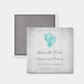 Aimant Coque conch turquoise Enregistrer l'aimant date (Recto/Verso)