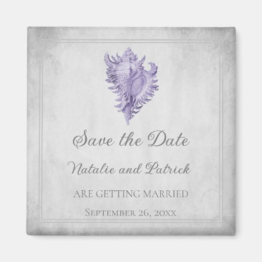 Aimant Coque conch violet Enregistrer l'aimant date (Devant)