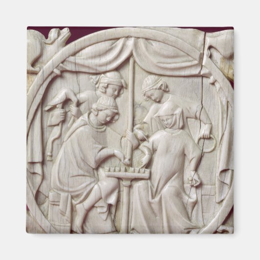 Aimant Coque miroir représentant un jeu d'échecs, c.1300 (Devant)