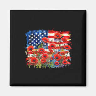 Aimant Coquelicot drapeau américain jour du souvenir