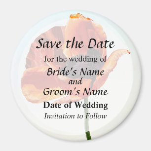 Aimant Coquelicot rouge dans la carte "Save the Date" ens