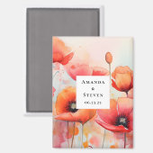 Aimant Coquelicots à l'aquarelle rouge dans un champ Écon (Recto/Verso)