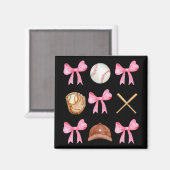 Aimant Coquette Bow Baseball Mama Baseball Maman Mères Da (Recto/Verso)