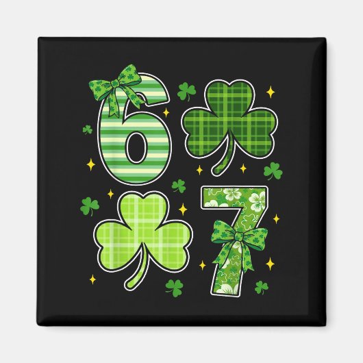 Aimant Coquette bow shamrock 67 st patricks day 6 7 meme (Devant)