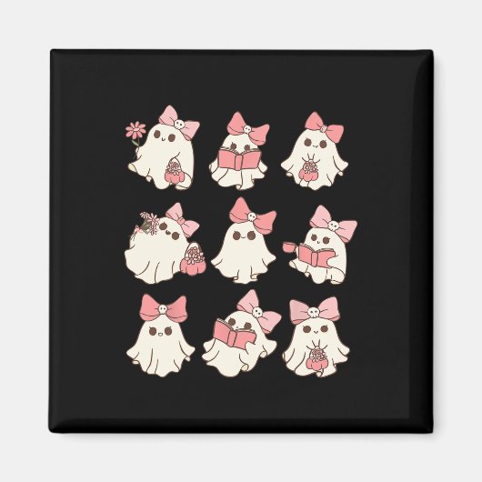 Aimant Coquette rose Bow mignonne Ghost Halloween Mers Éf (Devant)