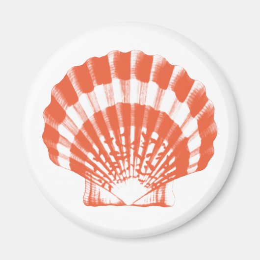 Aimant Coquillage - corail orange et blanc (Devant)