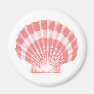 Aimant Coquillage - corail rose et blanc