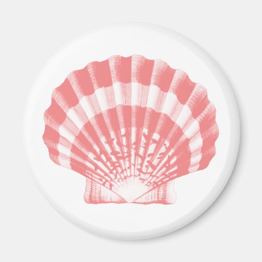 Aimant Coquillage - corail rose et blanc (Devant)
