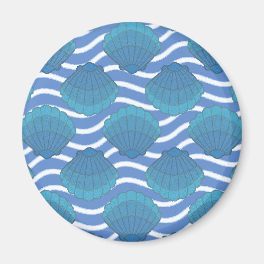 Aimant Coquillage vintage Et Motif Vagues (Devant)