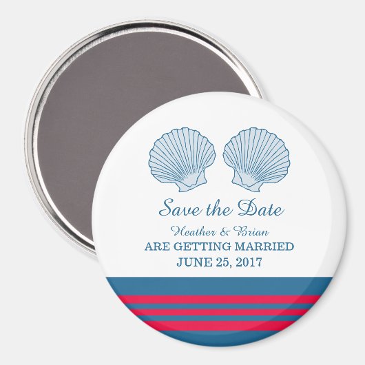 Aimant Coquillages bleus rouges nautiques Enregistrer l'a (Recto/Verso)