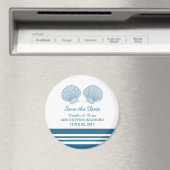 Aimant Coquillages marins bleu blanc Enregistrer l'aimant (In Situ (Lave-vaisselle))