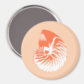 Aimant Coquille de Nautilus - corail orange et blanc (Recto/Verso)