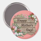 Aimant Corail avec points blancs Fête des mères florales (Recto/Verso)